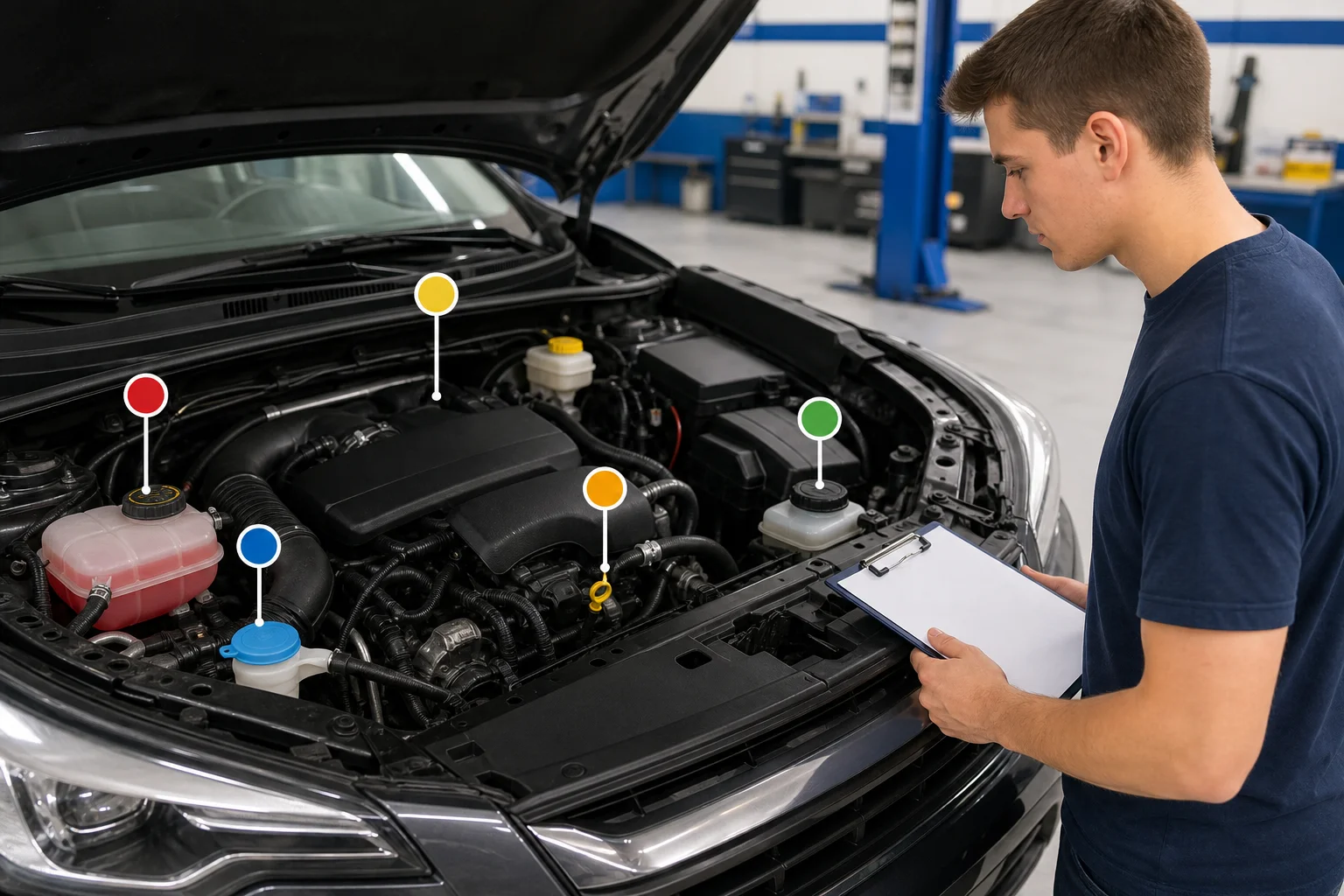 Illustration: reading fluid level marks on inspection form