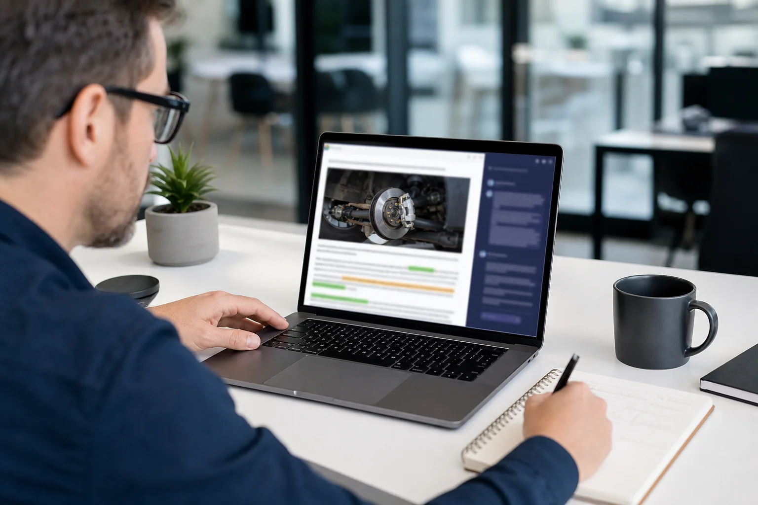 Editor reviewing AI-assisted automotive education draft
